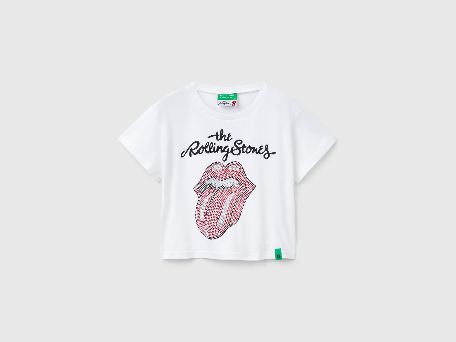T-shirt cropped "The Rolling Stones" da bambina bianco | Benetton Outlet
