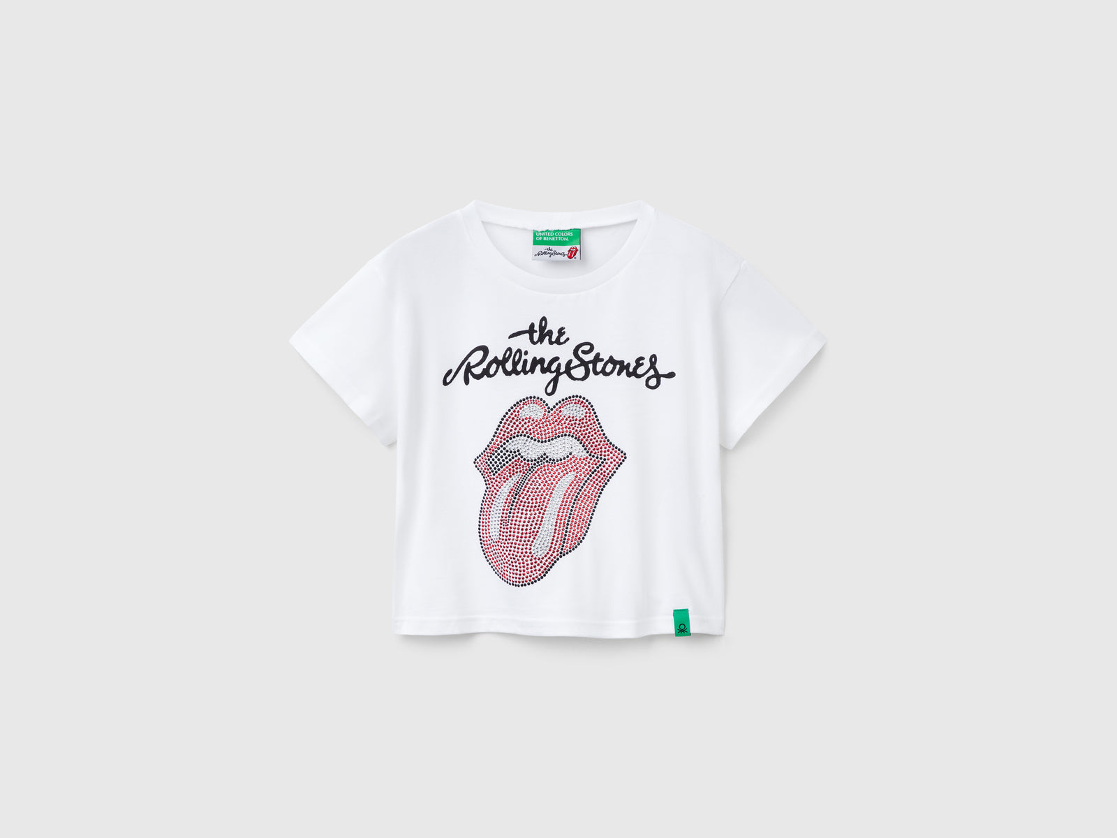 T-shirt cropped "The Rolling Stones" da bambina bianco | Benetton Outlet
