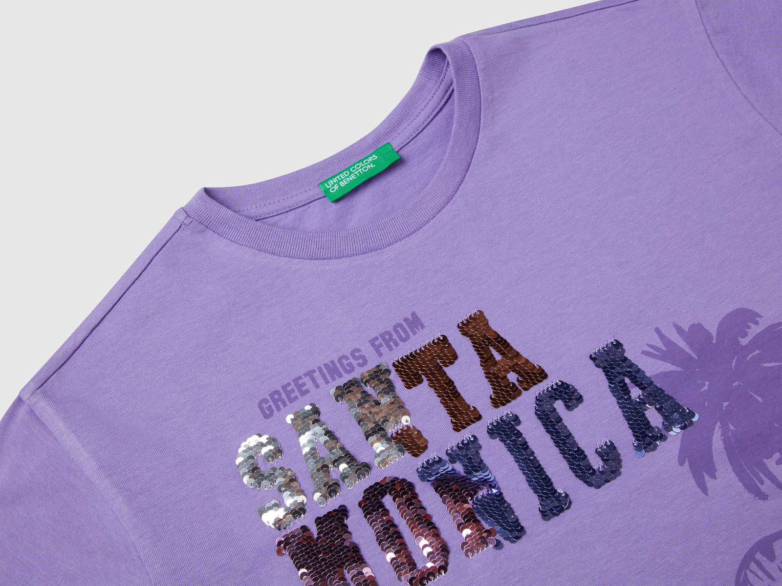 Maglietta con stampa e paillettes da bambina pervinca 3 | Benetton Outlet