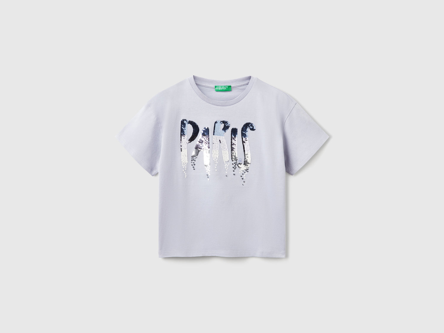 Maglietta con stampa e paillettes da bambina pervinca | Benetton Outlet