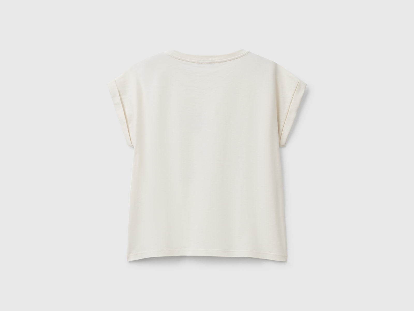 Maglietta boxy fit con stampa e glitter da bambina beige 2 | Benetton Outlet