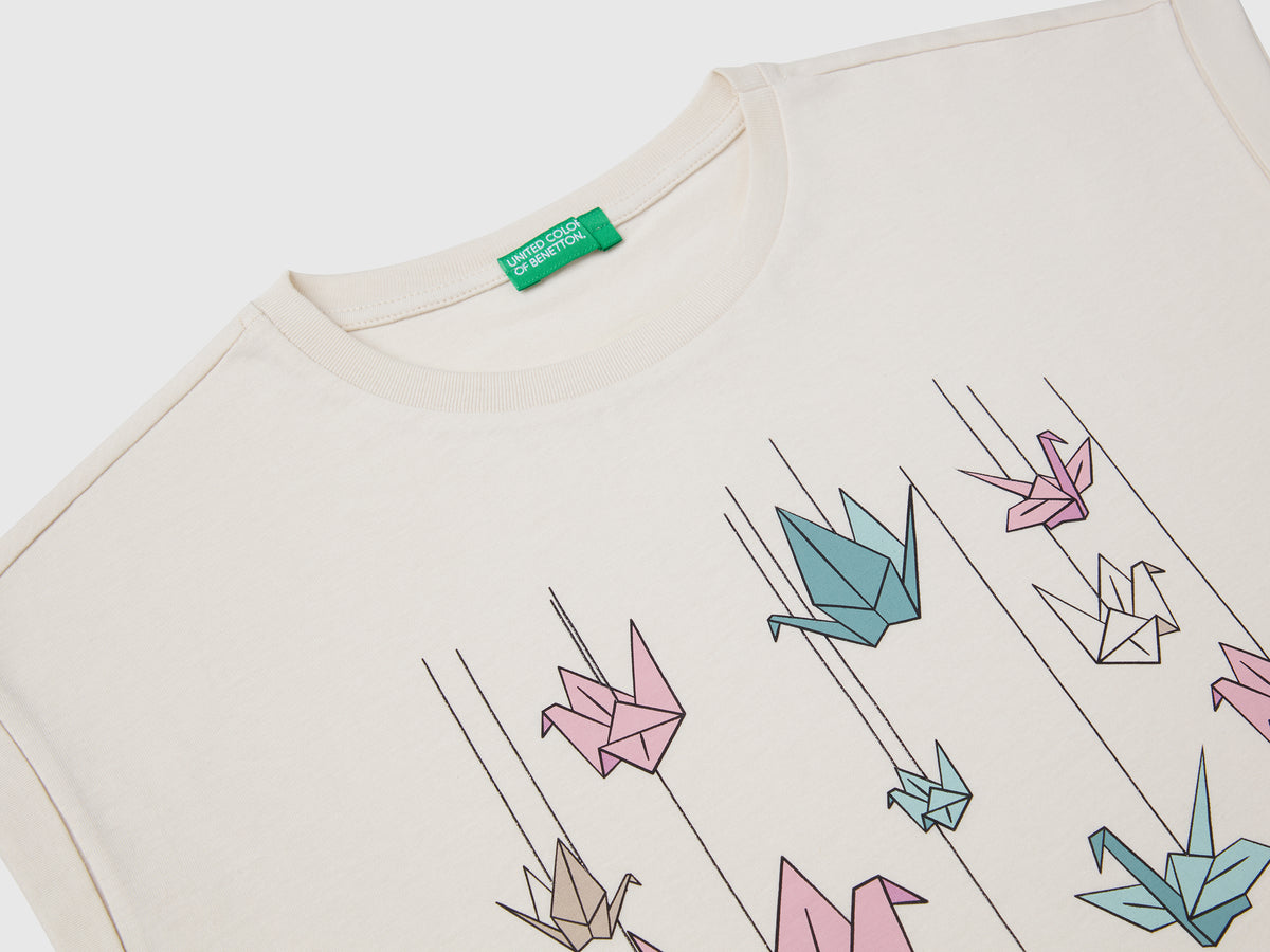 Maglietta boxy fit con stampa e glitter