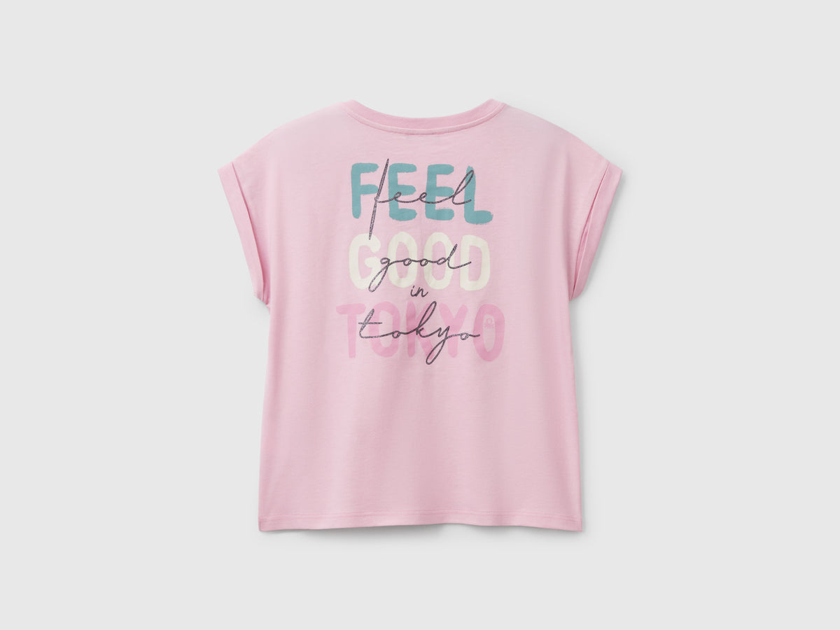 Maglietta boxy fit con stampa e glitter