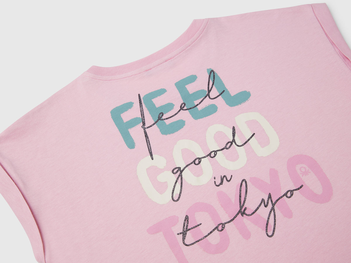Maglietta boxy fit con stampa e glitter