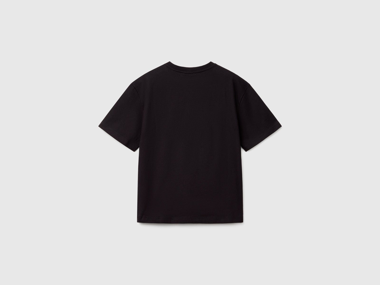 T-shirt manica corta in cotone da bambino nero 2 | Benetton Outlet
