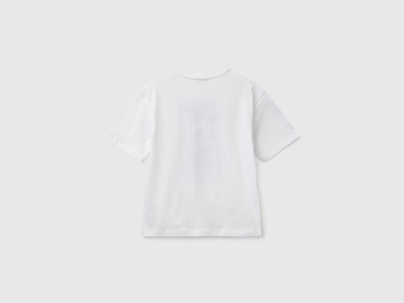 T-shirt manica corta in cotone da bambino bianco 2 | Benetton Outlet