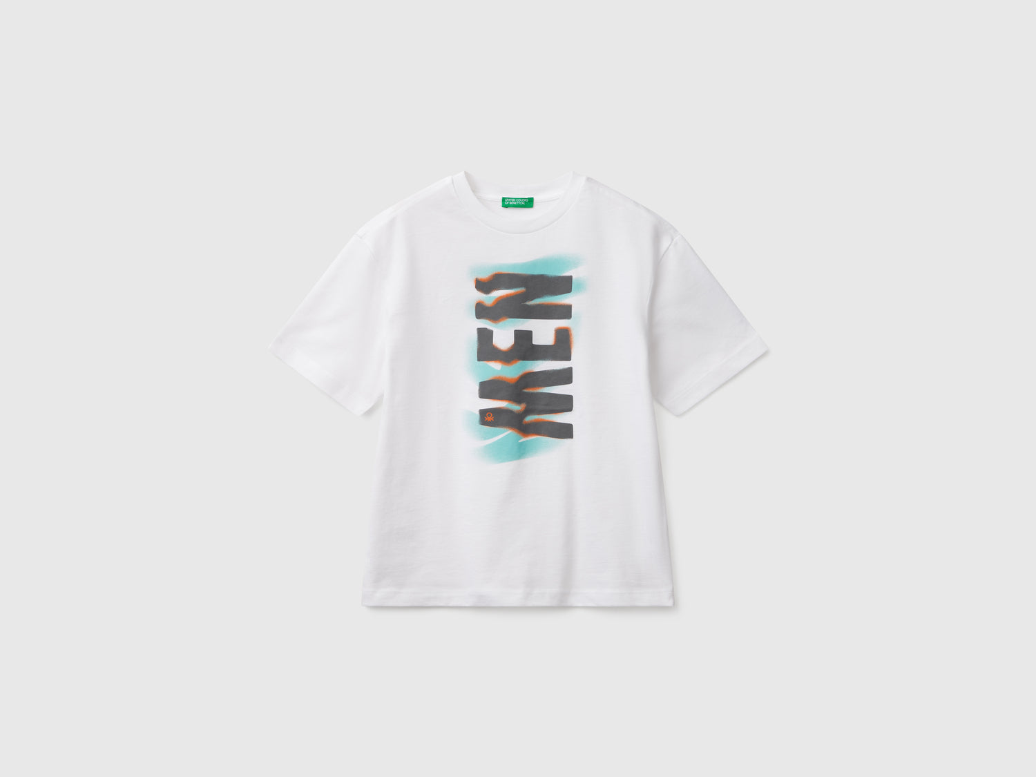 T-shirt manica corta in cotone da bambino bianco | Benetton Outlet