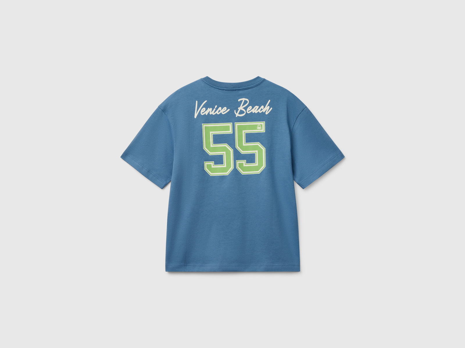 T-shirt manica corta in cotone da bambino azzurro 2 | Benetton Outlet