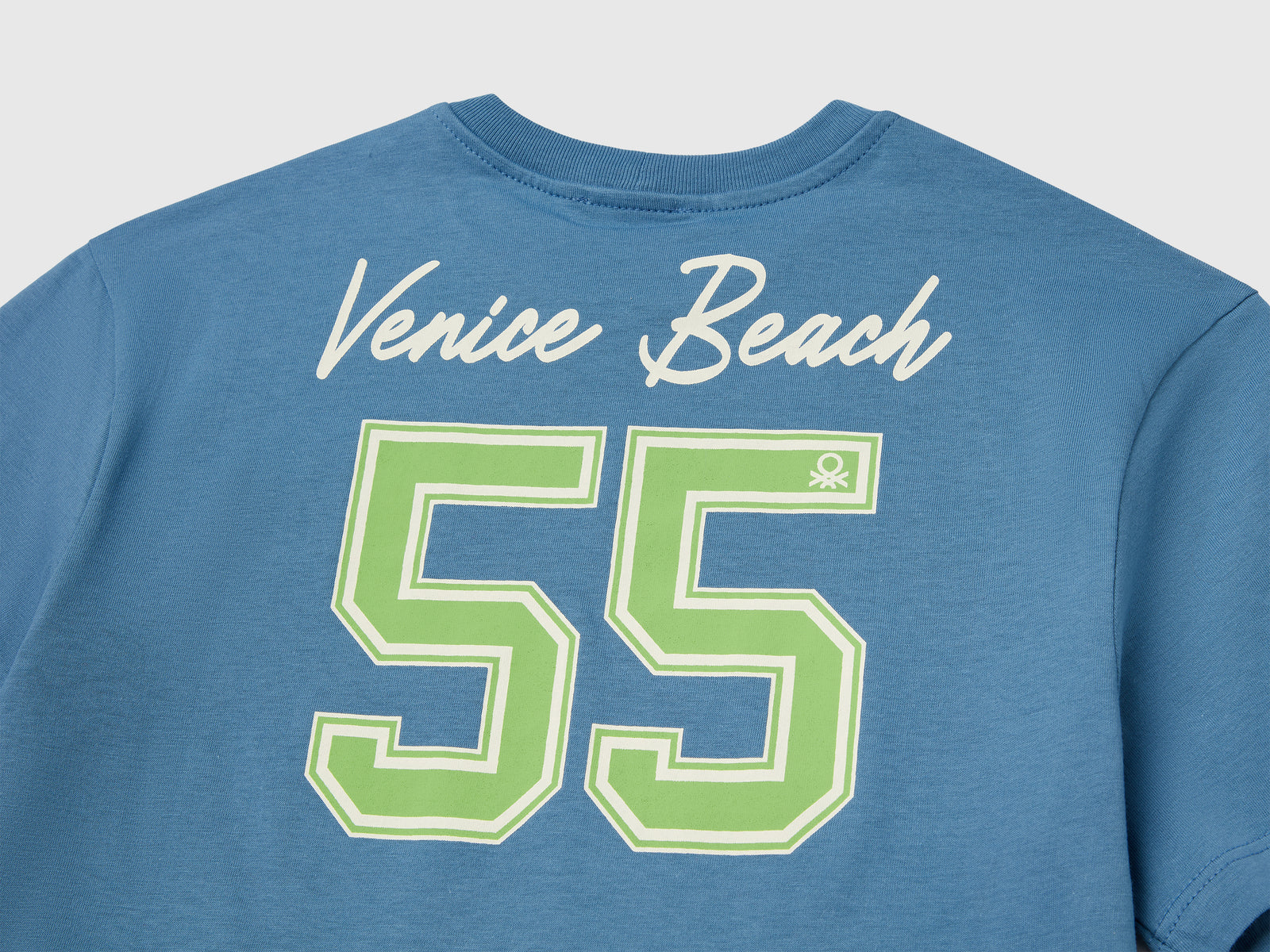 T-shirt manica corta in cotone da bambino azzurro 3 | Benetton Outlet