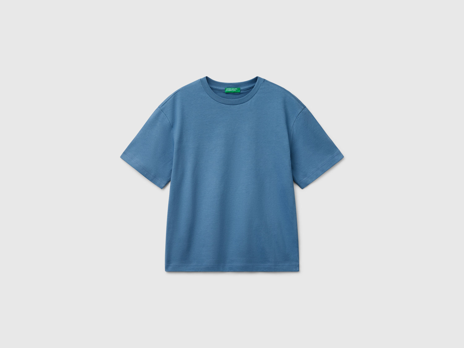 T-shirt manica corta in cotone da bambino azzurro | Benetton Outlet