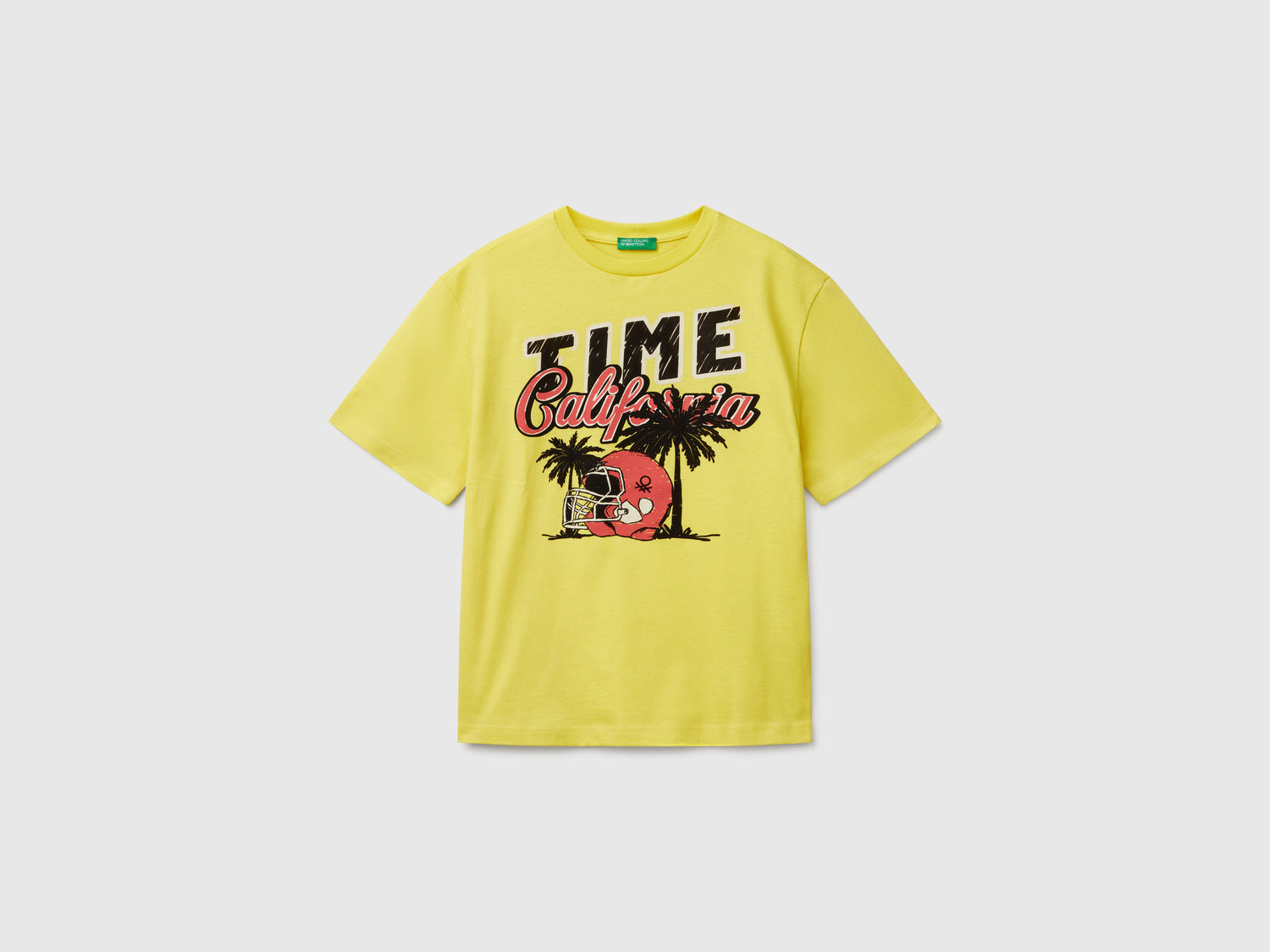 T-shirt manica corta in cotone da bambino giallo | Benetton Outlet