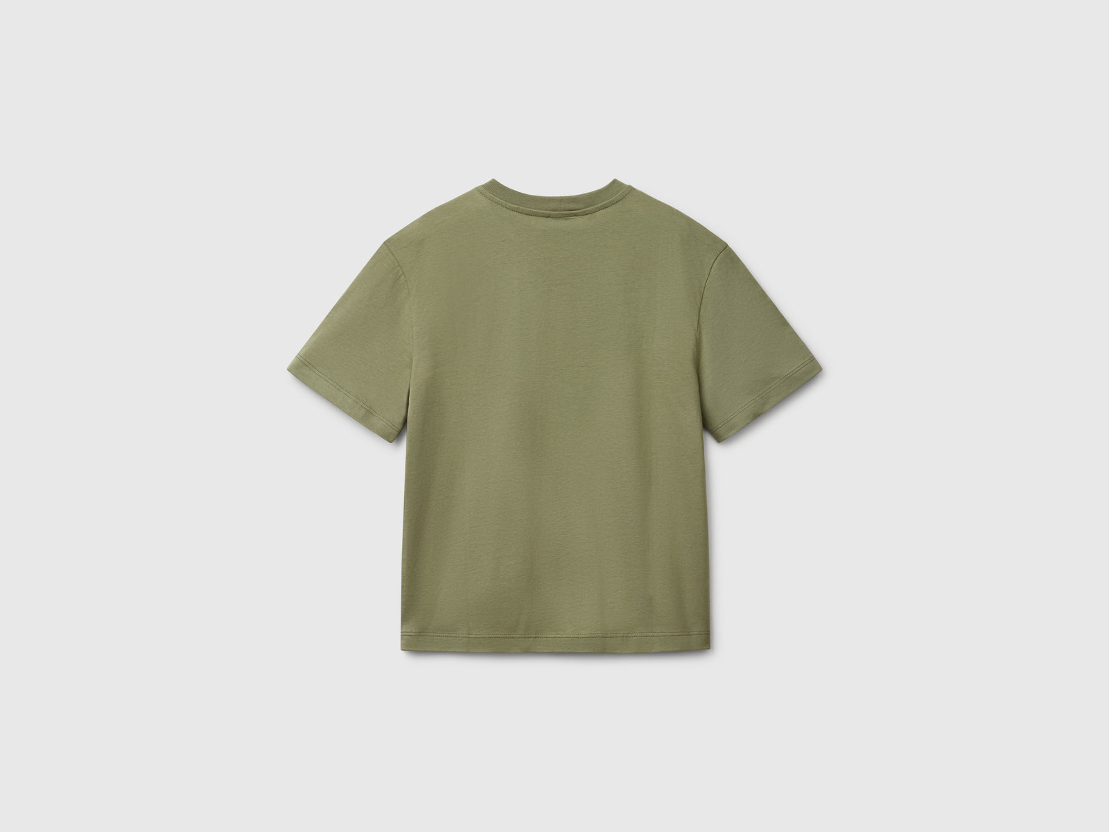 T-shirt manica corta in cotone da bambino verde oliva 2 | Benetton Outlet