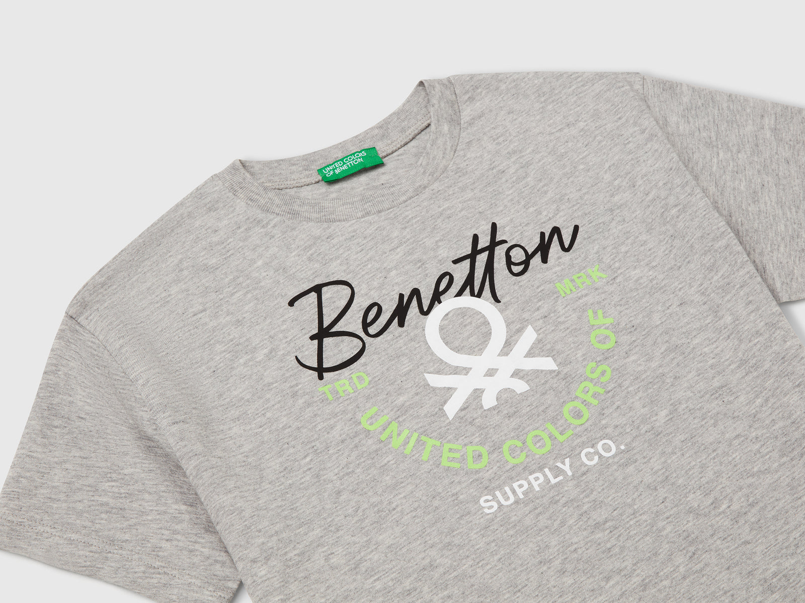T-shirt con logo da bambino grigio 3 | Benetton Outlet