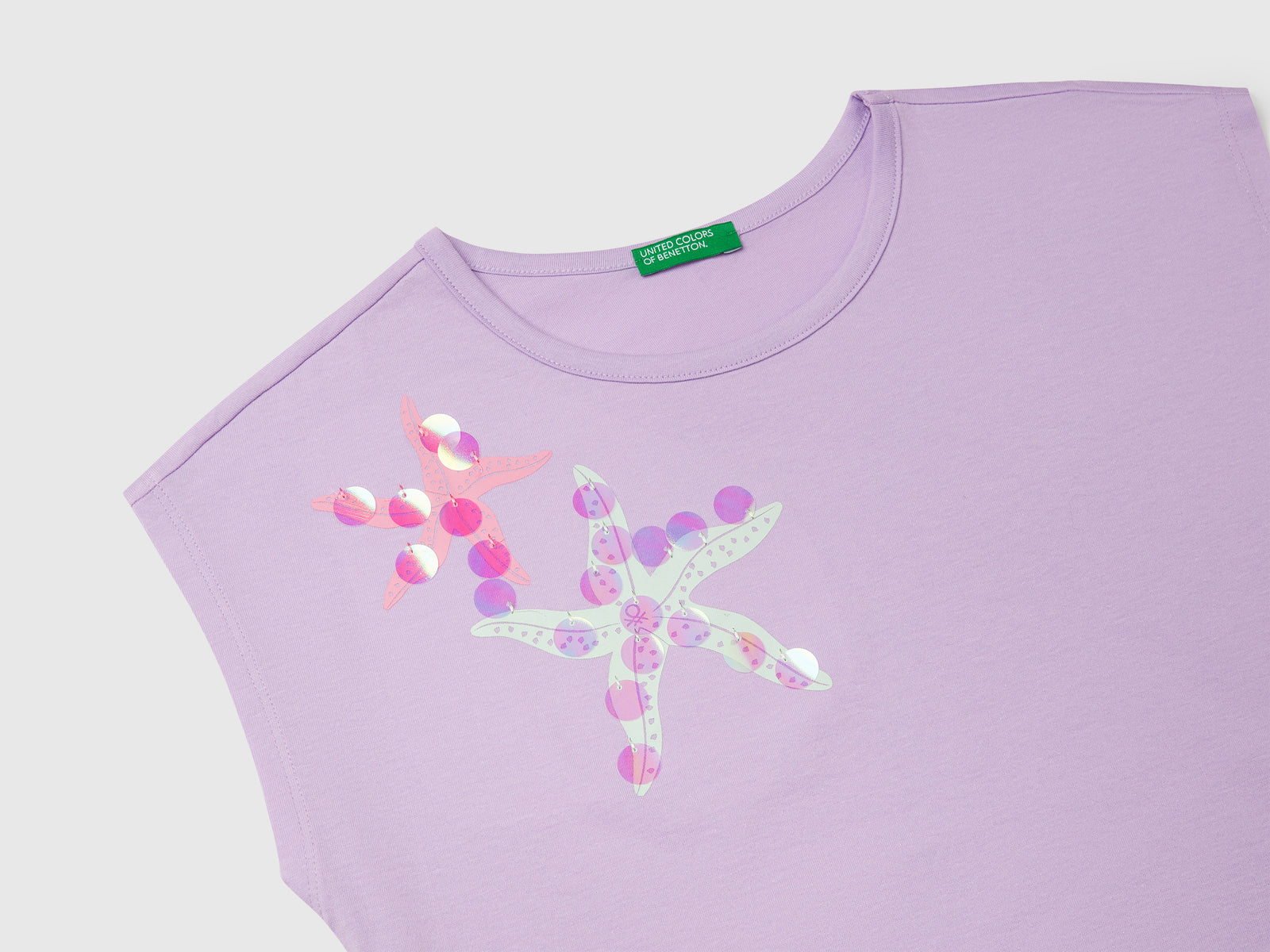 T-shirt con stampa e paillettes da bambina lilla 3 | Benetton Outlet