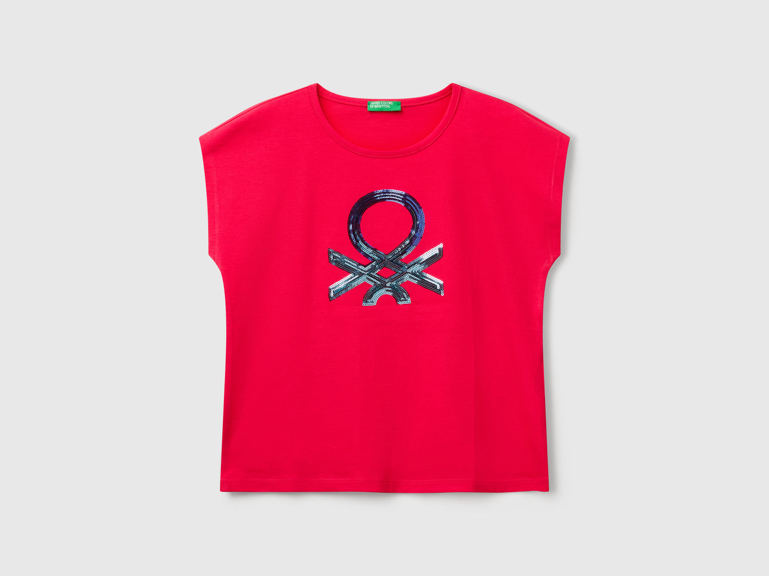 T-shirt con paillettes da bambina fucsia | Benetton Outlet