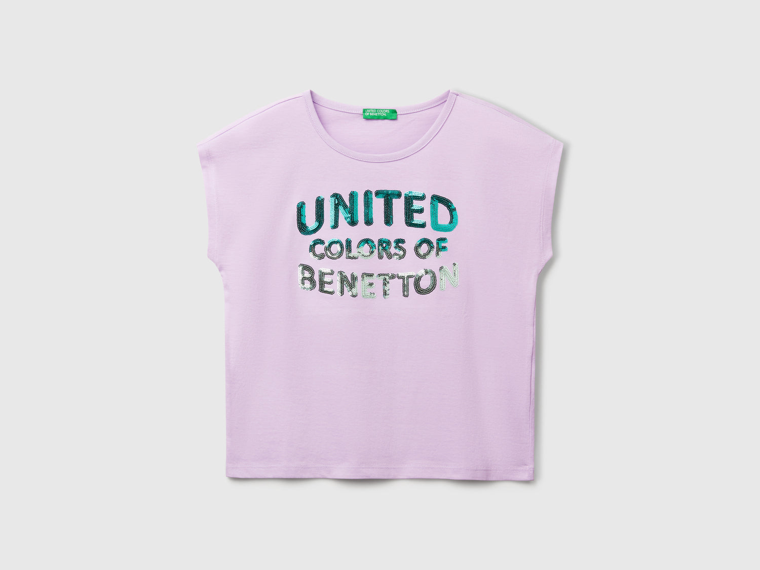 T-shirt con paillettes da bambina lilla | Benetton Outlet