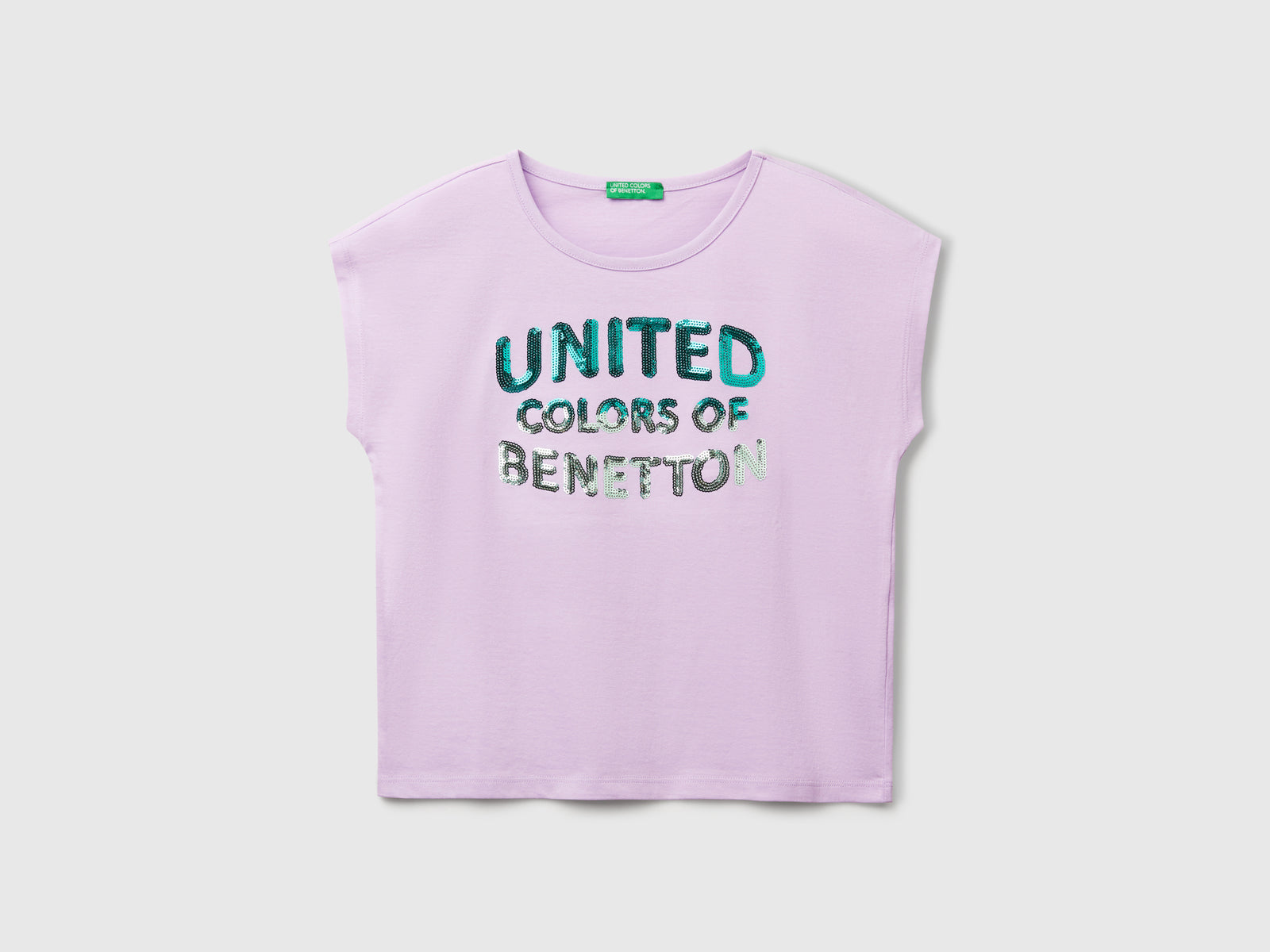 T-shirt con paillettes da bambina lilla | Benetton Outlet
