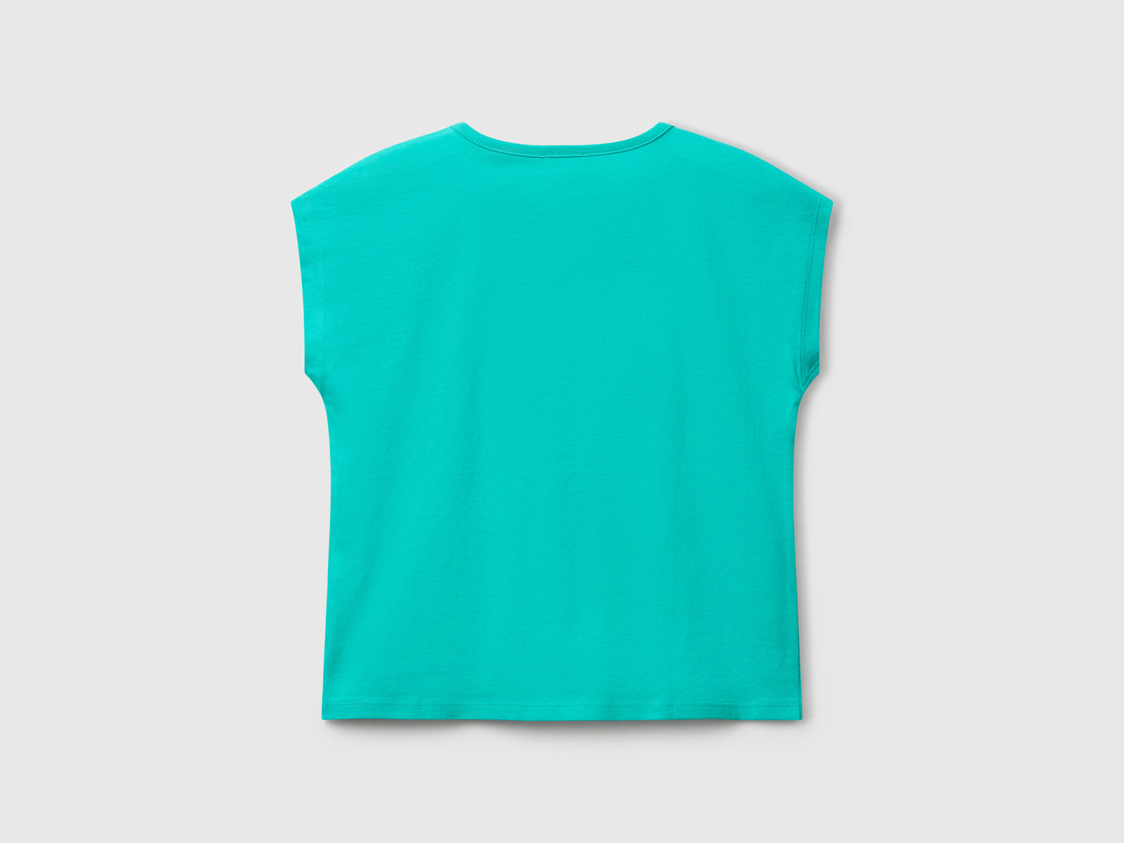 T-shirt con paillettes da bambina celeste fluo 2 | Benetton Outlet