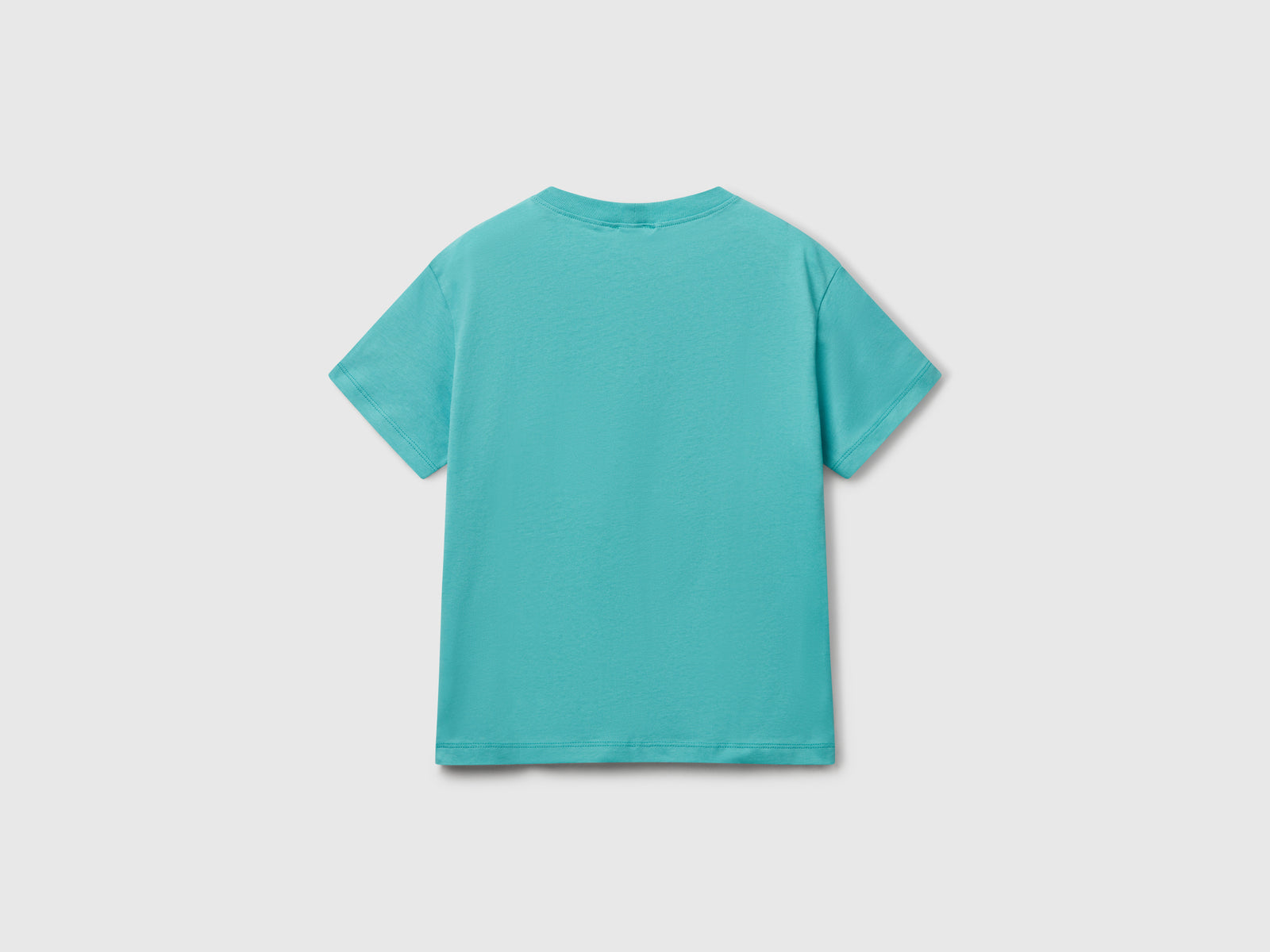 Maglietta in cotone con stampa da bambino verde acqua 2 | Benetton Outlet