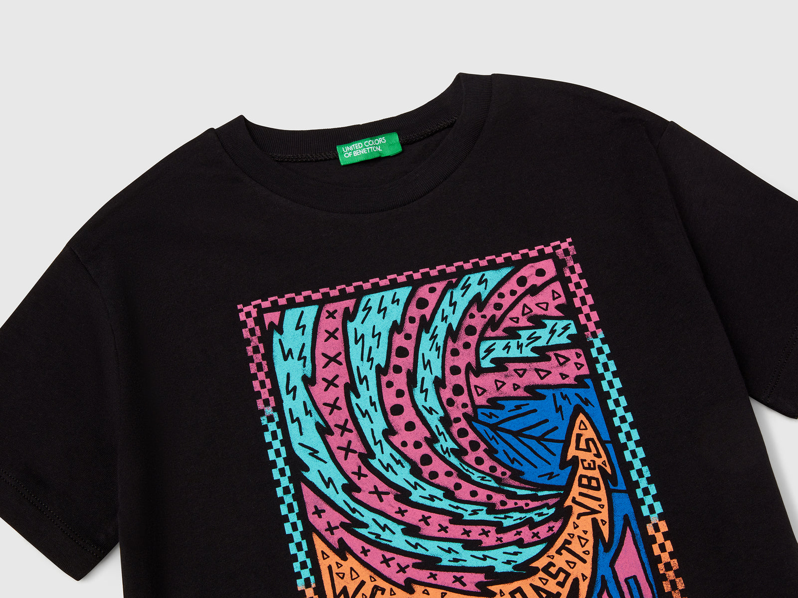 Maglietta in cotone con stampa da bambino nero 3 | Benetton Outlet