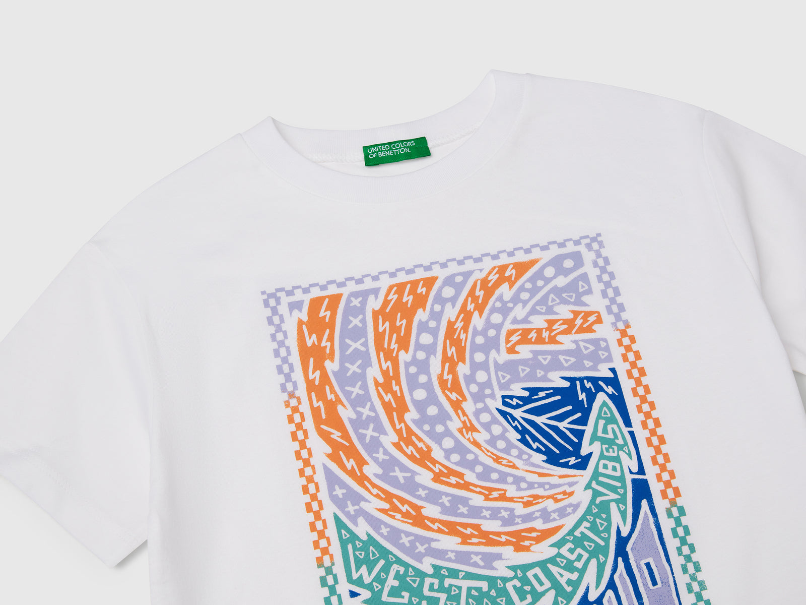 Maglietta in cotone con stampa da bambino bianco 3 | Benetton Outlet