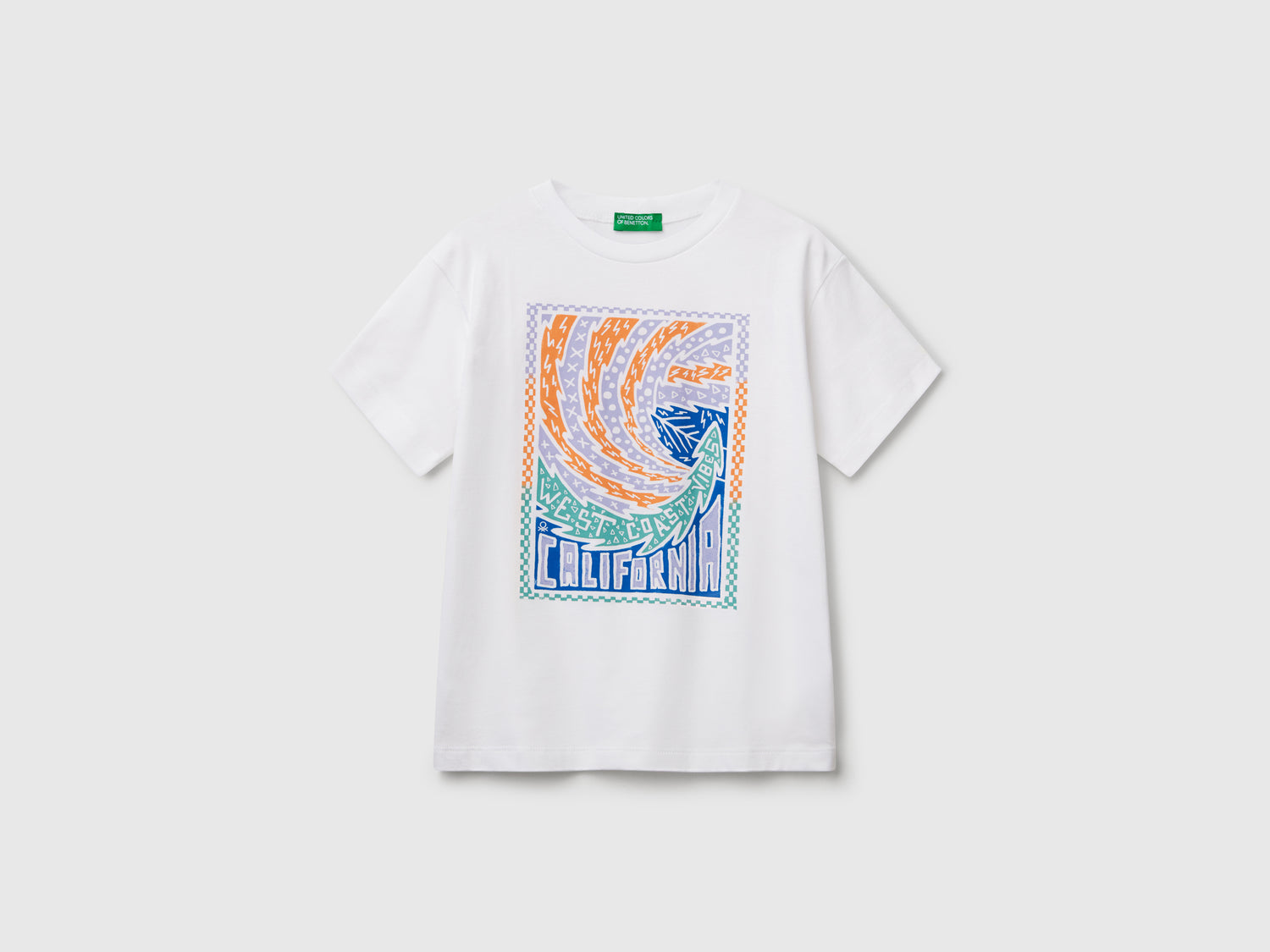 Maglietta in cotone con stampa da bambino bianco | Benetton Outlet