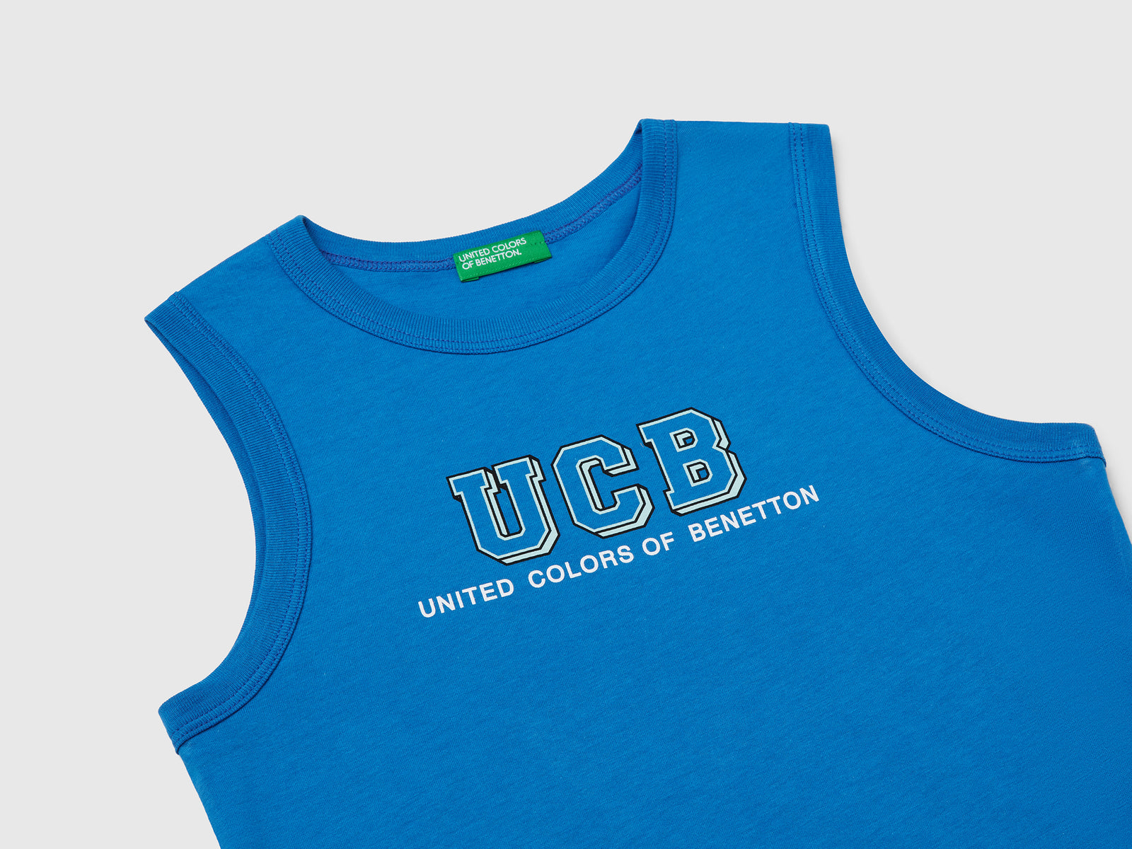 Canotta 100% cotone bio con logo da bambino blu 3 | Benetton Outlet