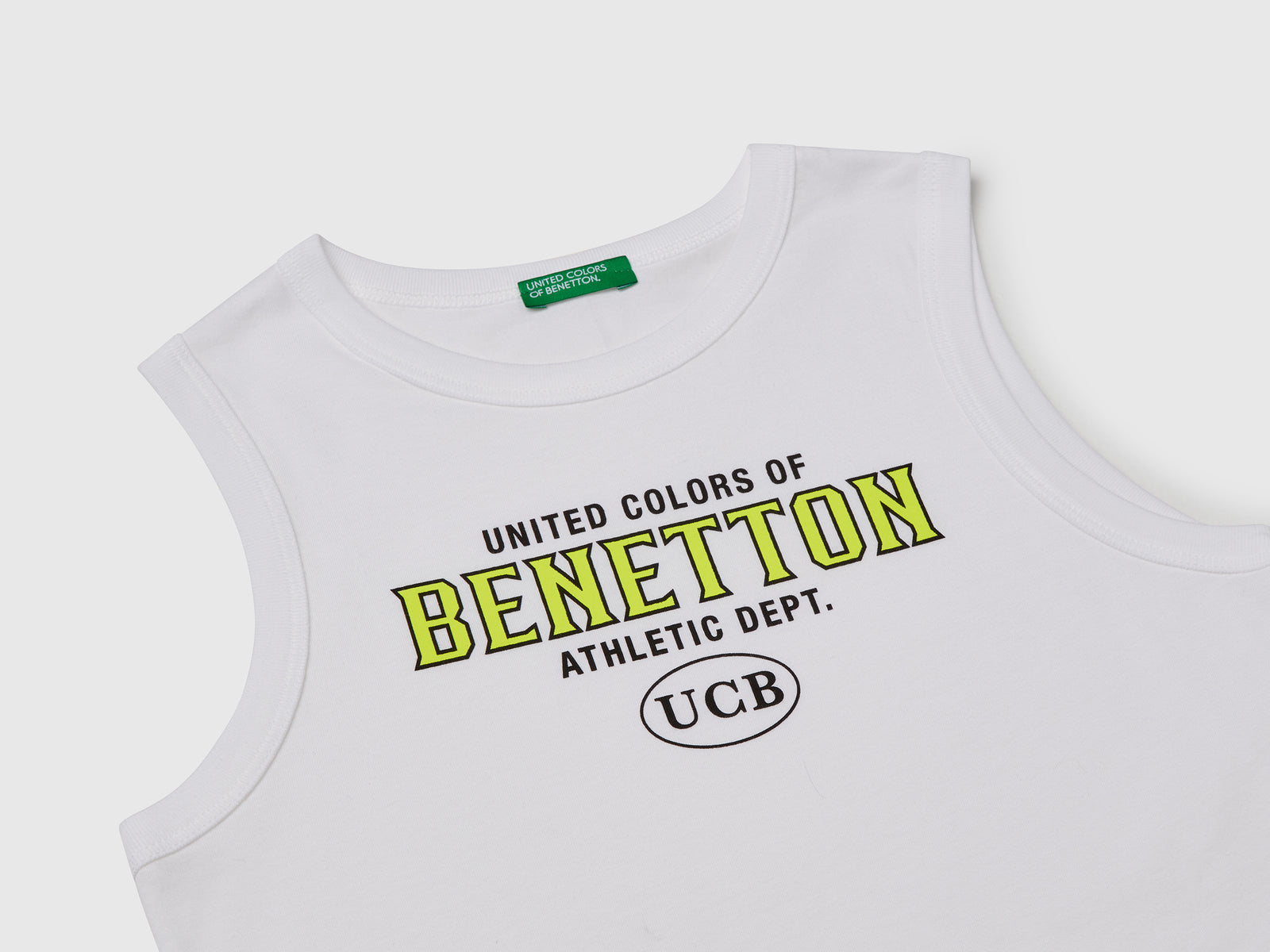 Canotta 100% cotone bio con logo da bambino bianco 3 | Benetton Outlet