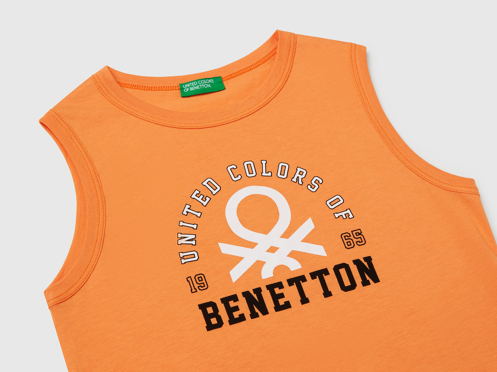 Canotta 100% cotone bio con logo da bambino arancione 3 | Benetton Outlet