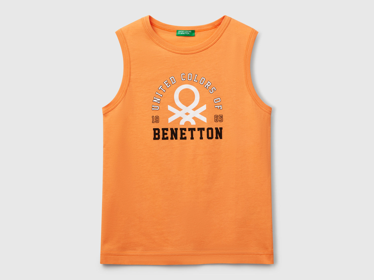 Canotta 100% cotone bio con logo da bambino arancione | Benetton Outlet