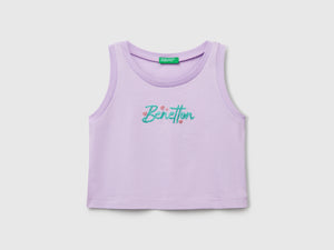Canotta con stampa logo glitter