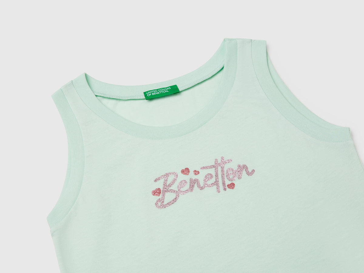 Canotta con stampa logo glitter