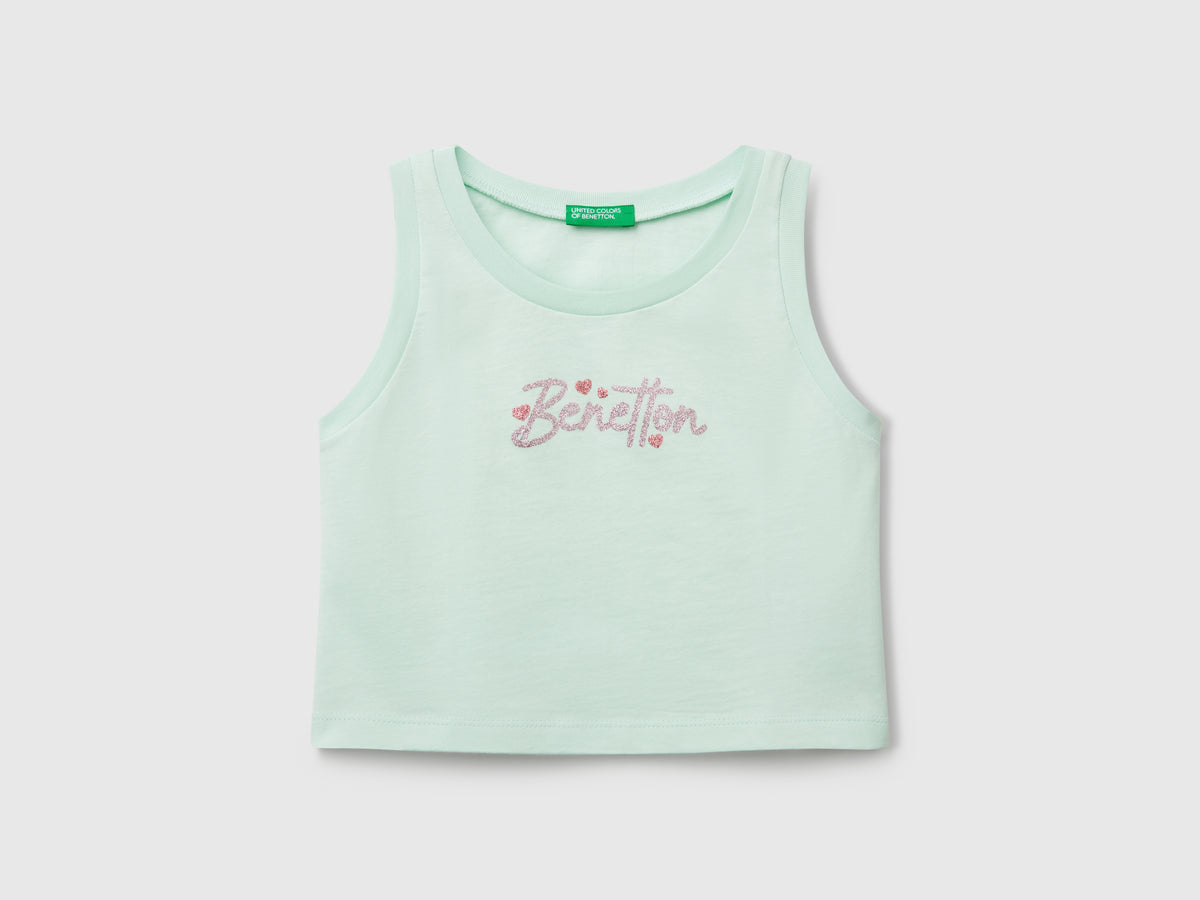 Canotta con stampa logo glitter