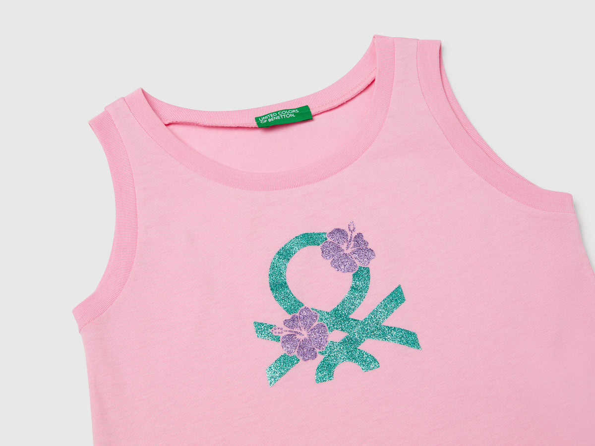Canotta con stampa logo glitter