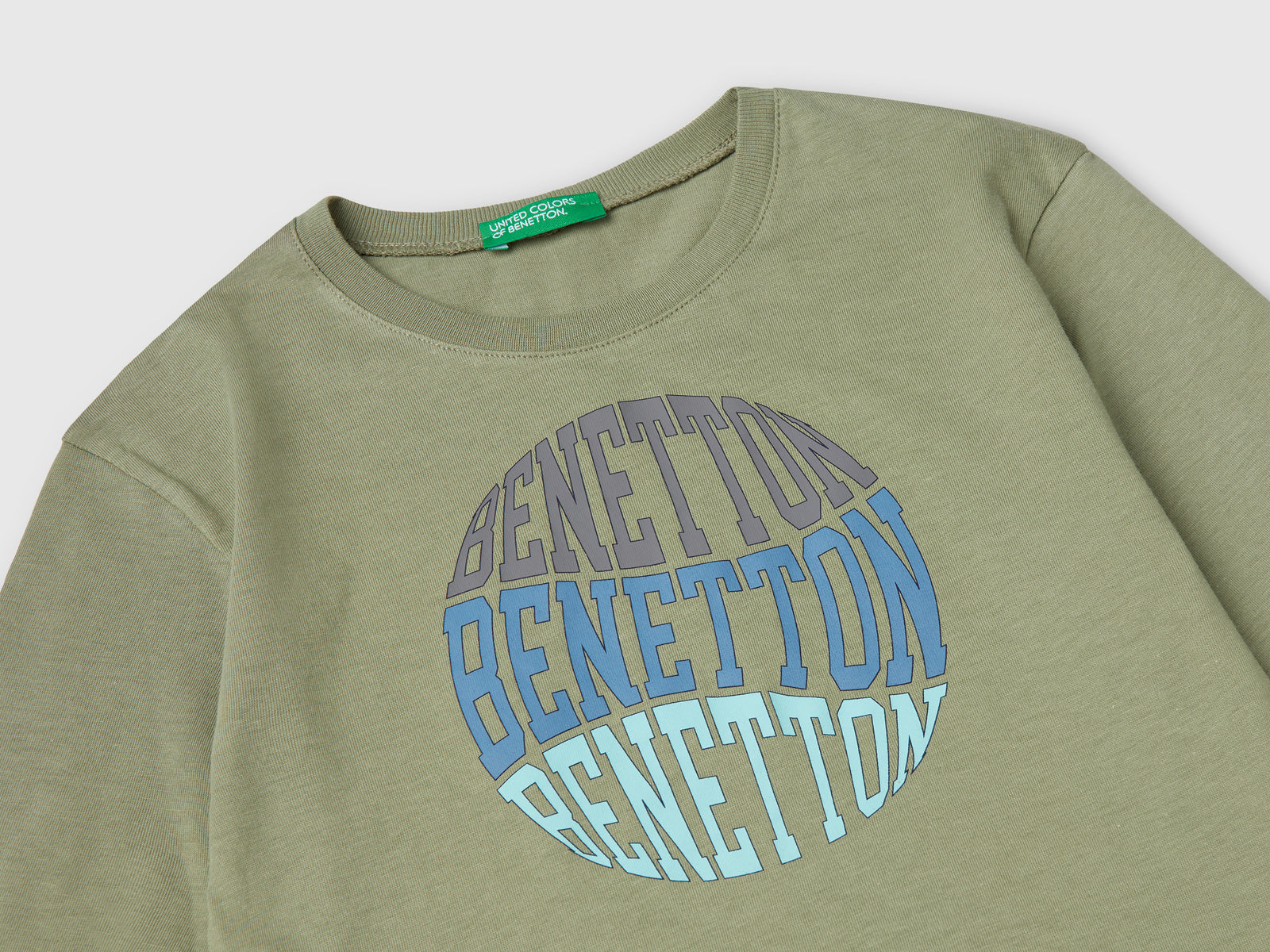T-shirt in cotone da bimbo verde oliva 3 | Benetton Outlet