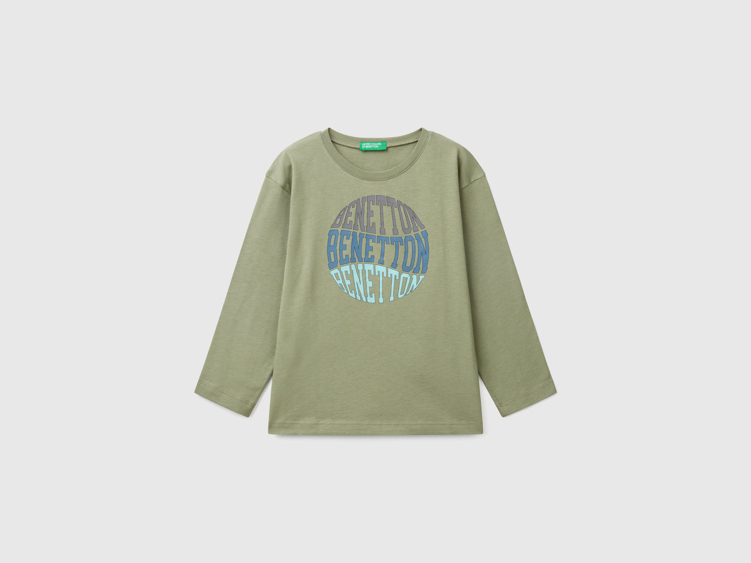 T-shirt in cotone da bimbo verde oliva | Benetton Outlet