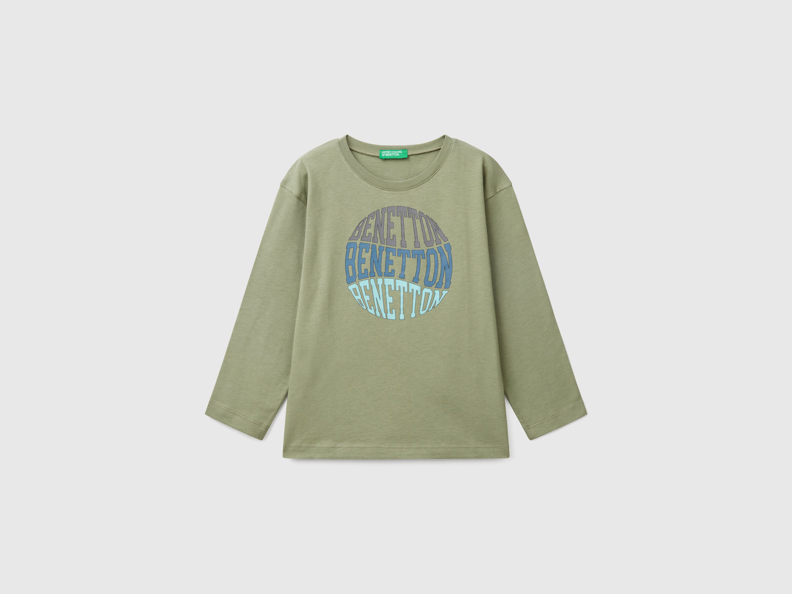T-shirt in cotone da bimbo verde oliva | Benetton Outlet