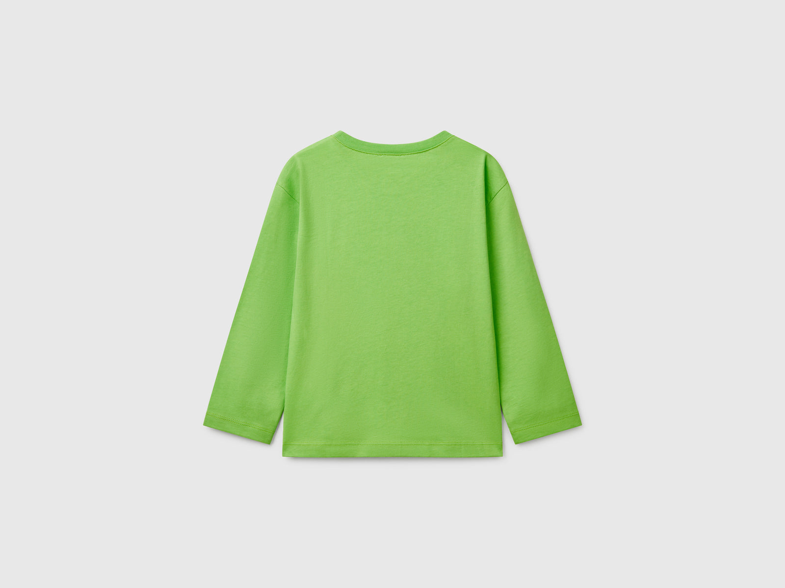T-shirt manica lunga in cotone da bimbo verde 2 | Benetton Outlet