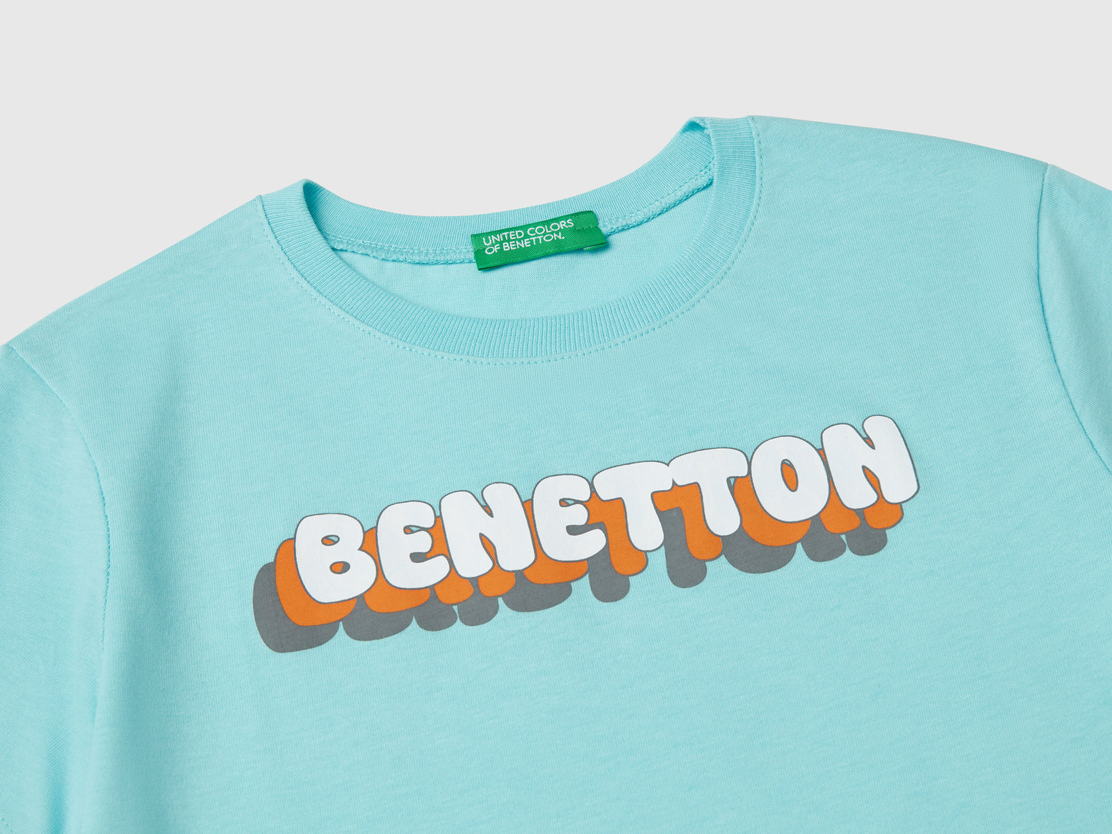 Maglietta con stampa logo da bimbo turchese 3 | Benetton Outlet