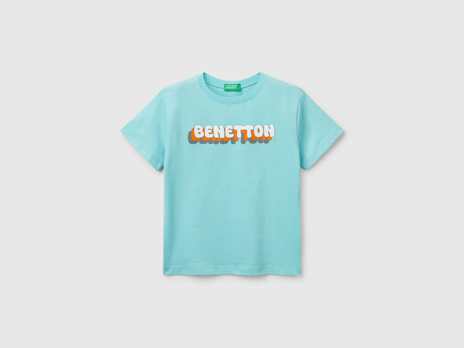 Maglietta con stampa logo da bimbo turchese | Benetton Outlet