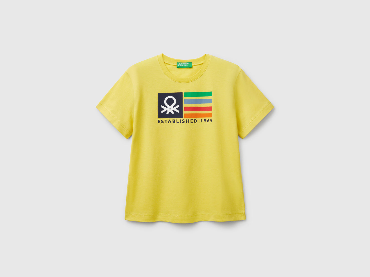 Maglietta con stampa logo da bimbo lime | Benetton Outlet