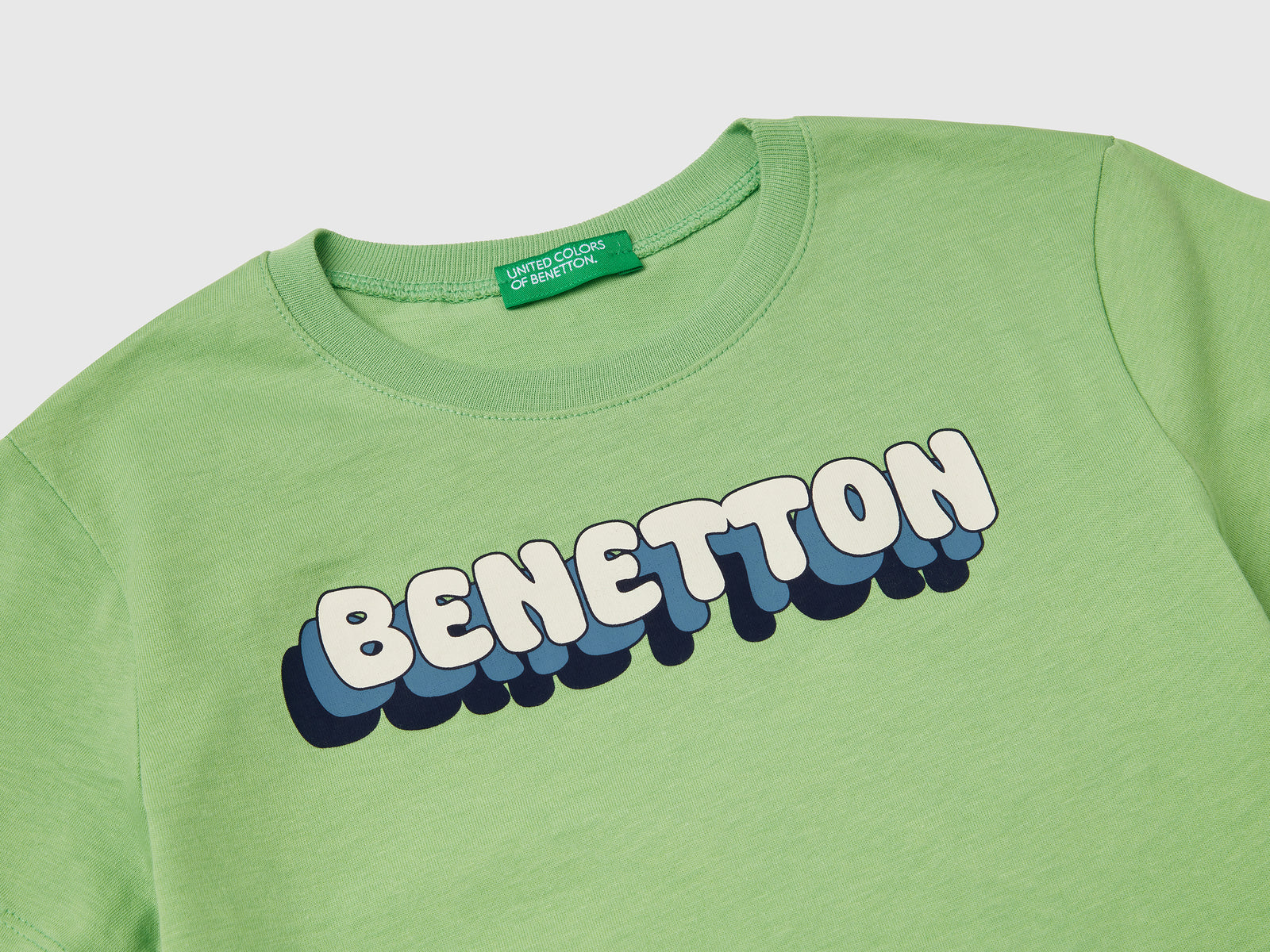 Maglietta con stampa logo da bimbo verde 3 | Benetton Outlet