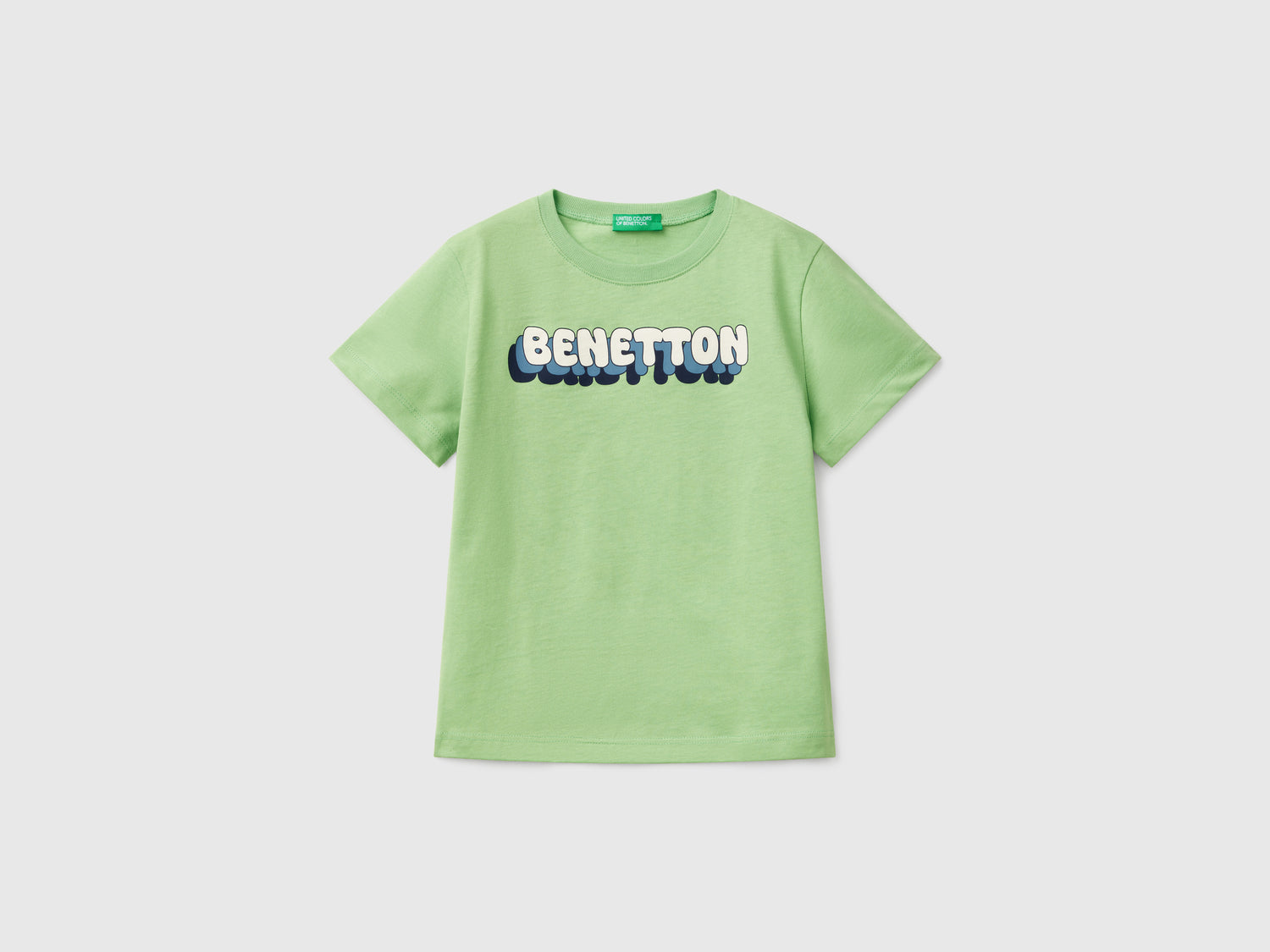 Maglietta con stampa logo da bimbo verde | Benetton Outlet
