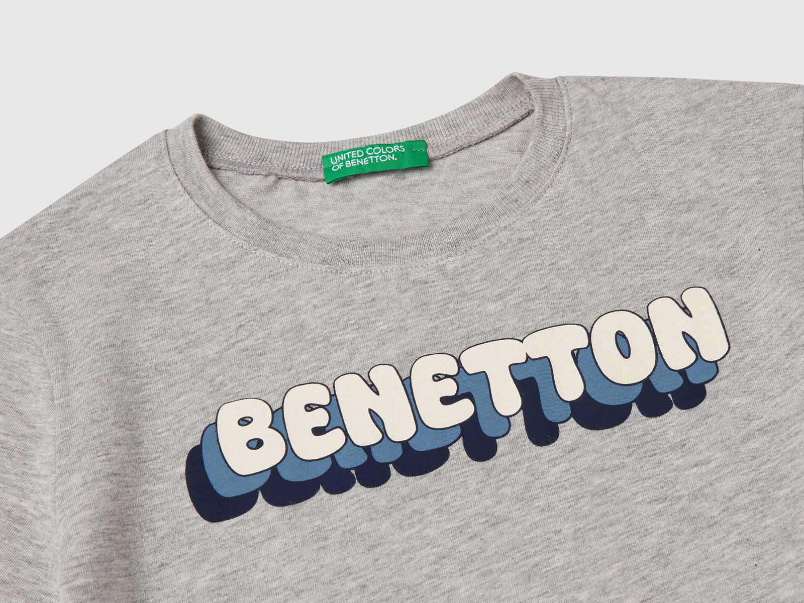Maglietta con stampa logo da bimbo grigio chiaro 3 | Benetton Outlet