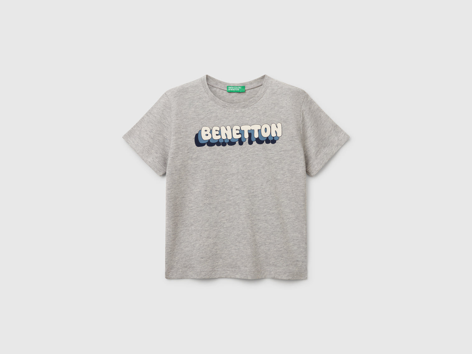 Maglietta con stampa logo da bimbo grigio chiaro | Benetton Outlet