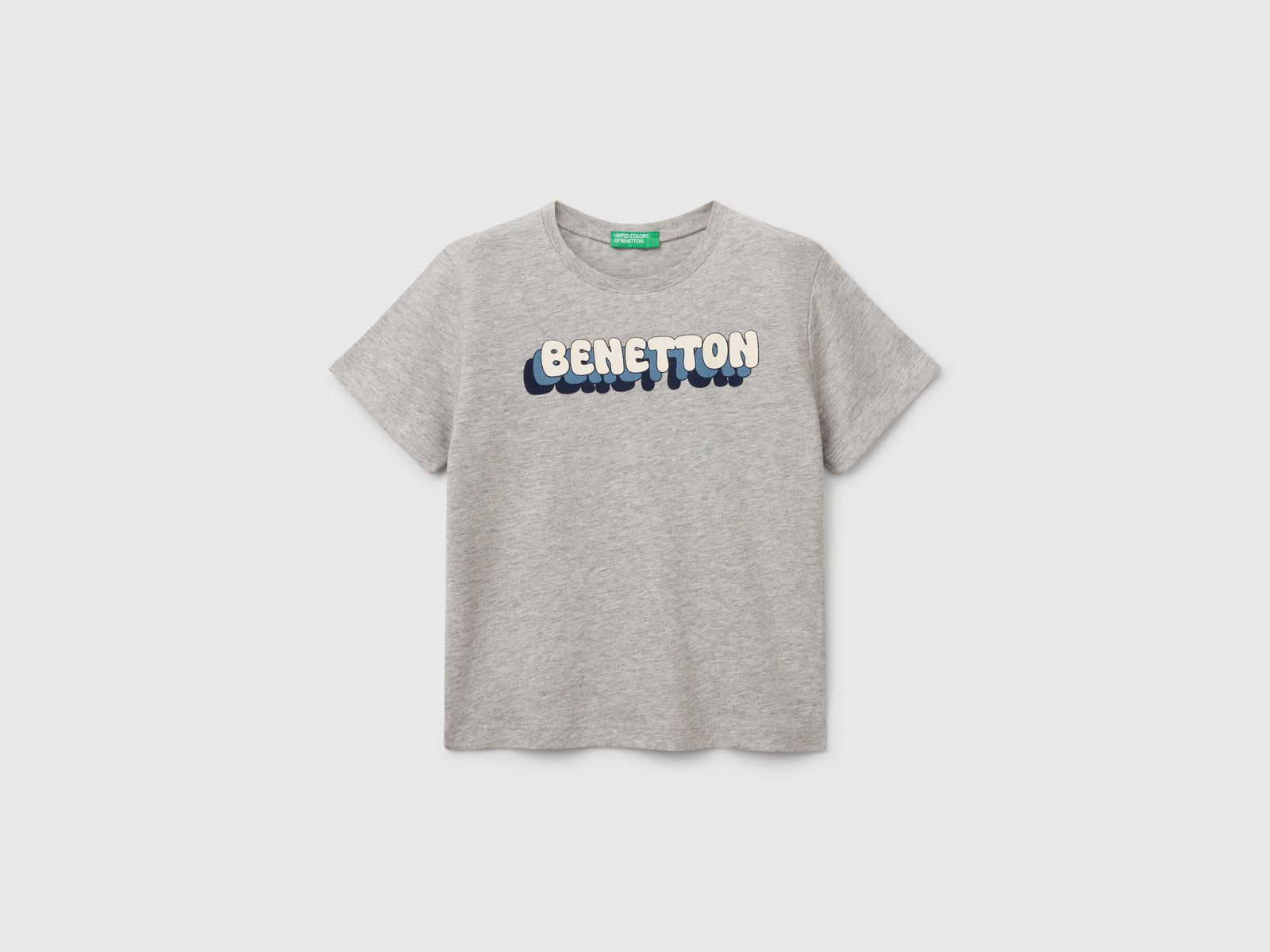 Maglietta con stampa logo da bimbo grigio chiaro | Benetton Outlet