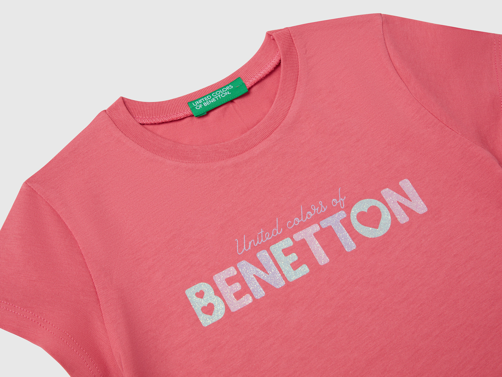 Maglietta con stampa glitter da bimba ciclamino 3 | Benetton Outlet