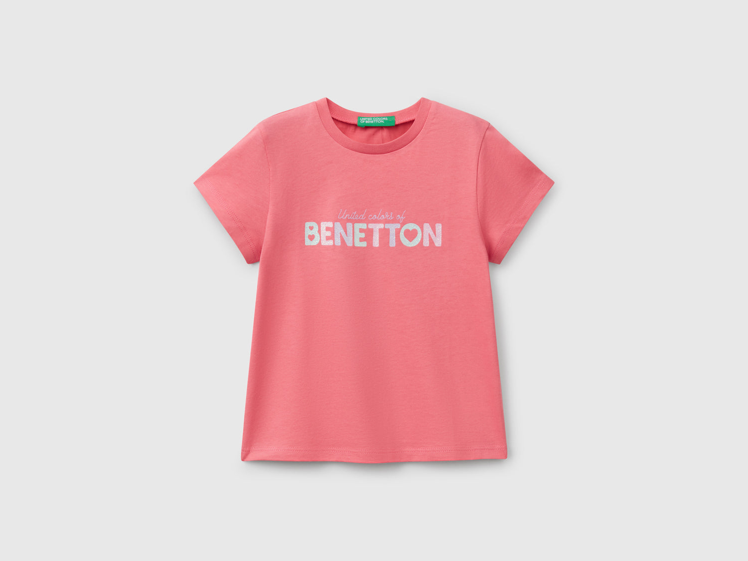 Maglietta con stampa glitter da bimba ciclamino | Benetton Outlet