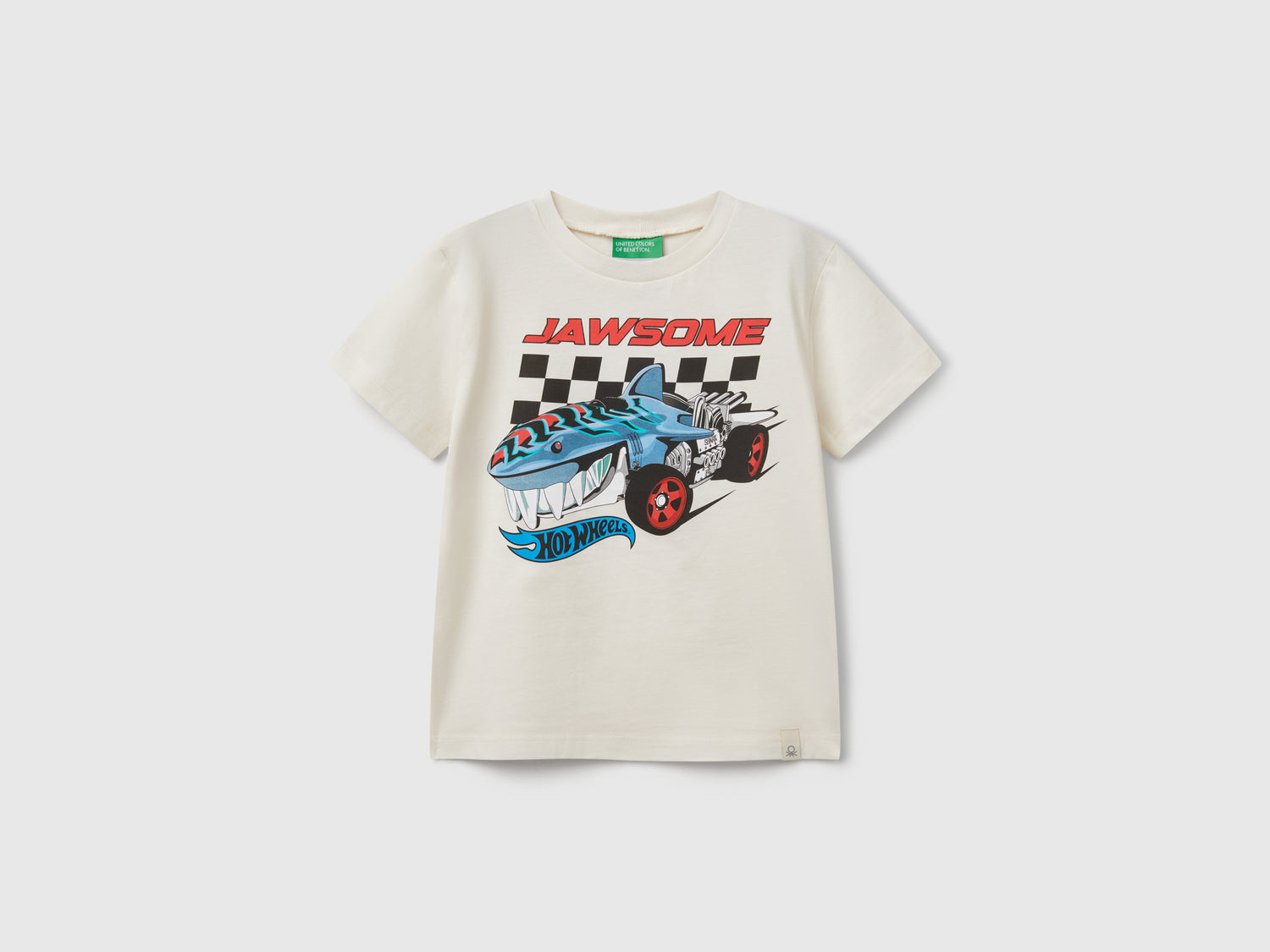 T-shirt Hot Wheels in cotone da bimbo bianco panna | Benetton Outlet