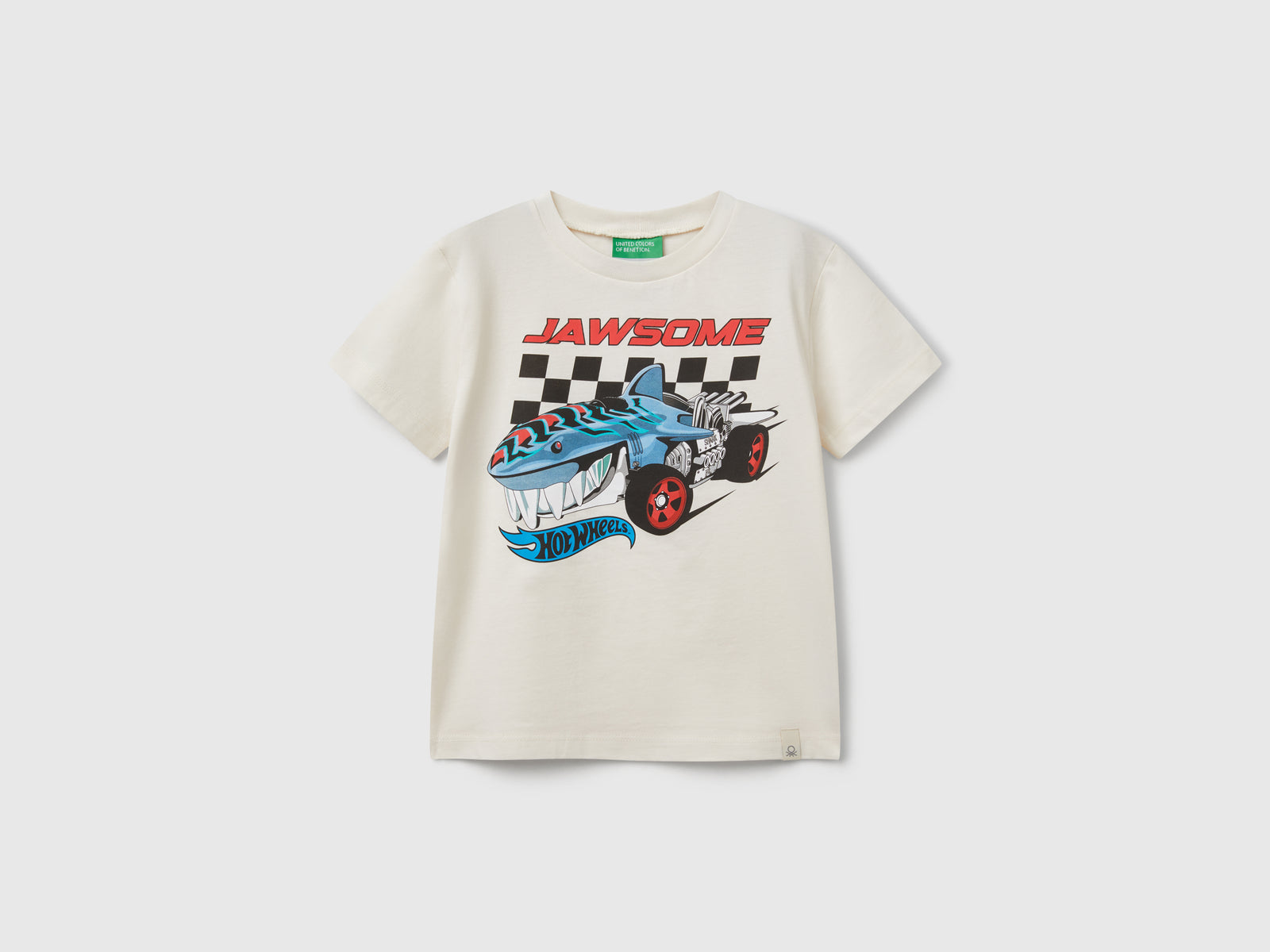 T-shirt Hot Wheels in cotone da bimbo bianco panna | Benetton Outlet